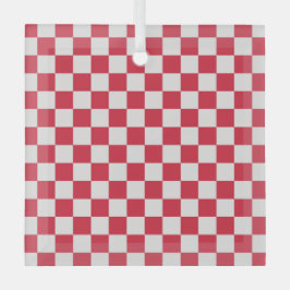Cranberry fizz checkerboard pattern glas ornament