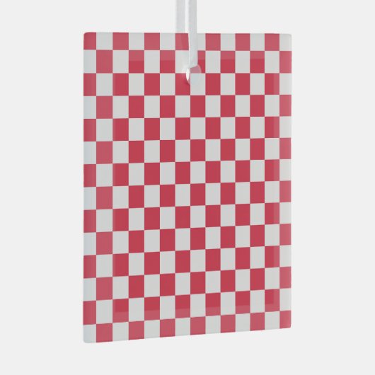 Cranberry fizz checkerboard pattern glas ornament (Voorkant Rechts)