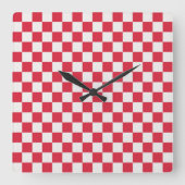 Cranberry fizz checkerboard pattern vierkante klok (Voorkant)