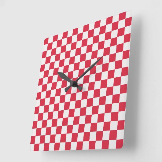 Cranberry fizz checkerboard pattern vierkante klok (Hoek)