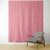 Cranberry fizz checkerboard pattern wandkleed (In situ)