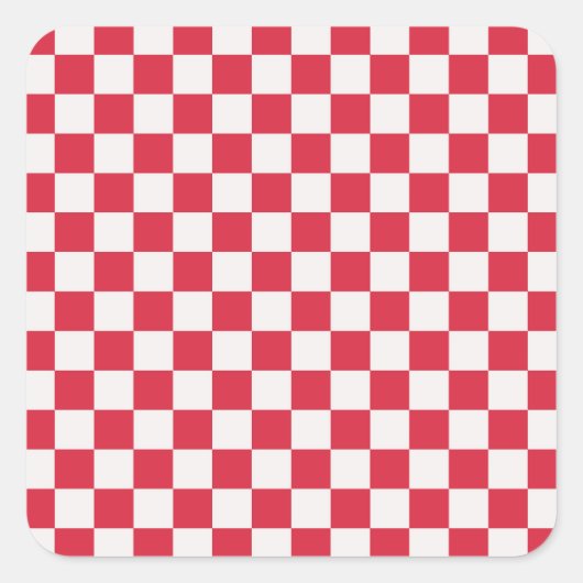 Cranberry fizz dambordpatroon vierkante sticker (Voorkant)
