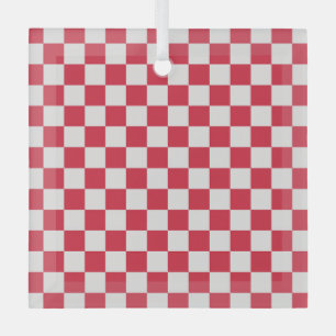 Cranberry fizz schaakbordpatroon glas ornament
