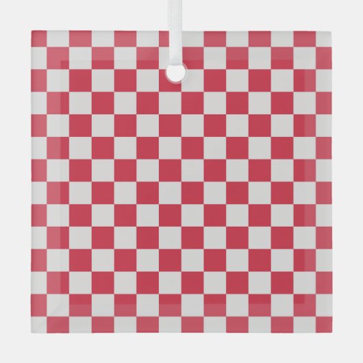 Cranberry fizz schaakbordpatroon glas ornament (Voorkant)