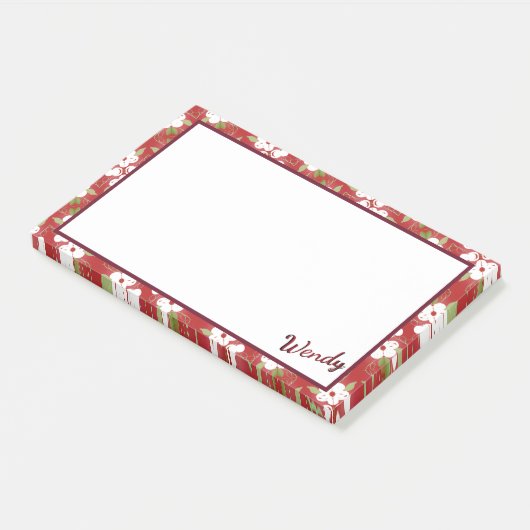Cranberry Floral Post-it Notes voor Wendy of You (Schuin)