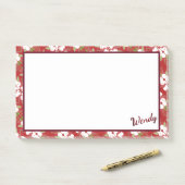 Cranberry Floral Post-it Notes voor Wendy of You (Op bureau)