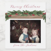 Cranberry Garland Holiday Christmas Wine Label Wijn Etiket (Enkel label)