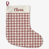Cranberry Gingham Red Maroon Grote Kerstsok (Voorkant)