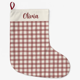 Cranberry Gingham Red Maroon Grote Kerstsok