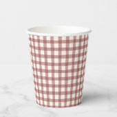 Cranberry Gingham Red Maroon Papieren Bekers (Achterkant)