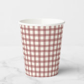 Cranberry Gingham Red Maroon Papieren Bekers (Links)