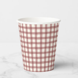 Cranberry Gingham Red Maroon Papieren Bekers