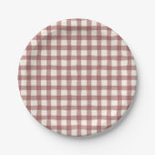 Cranberry Gingham Red Maroon Papieren Bordje (Voorkant)