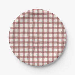 Cranberry Gingham Red Maroon Papieren Bordje