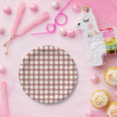Cranberry Gingham Rood Maroon Papieren Bordje (Feest)