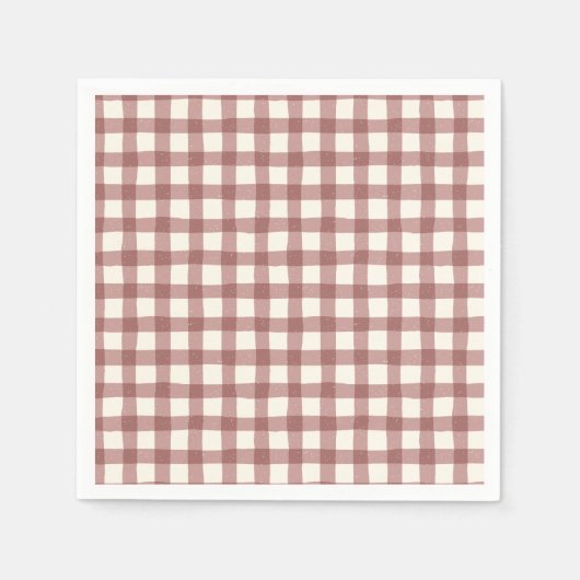 Cranberry Gingham Rood Maroon Servet (Voorkant)