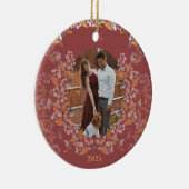 Cranberry Gold ingelijst Foto Vakantie Keramisch Ornament (Rechts)