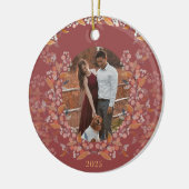 Cranberry Gold ingelijst Foto Vakantie Keramisch Ornament (Links)