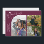 Cranberry Graduate She Believed Multi Photo Aankondiging<br><div class="desc">Modern and whimsical graduation announcement photo card featuring 3 photos on the front and 1 on the back. The text says "She believed she could so she did" with twinkling stars. Add the graduate's name,  information,  and message to personalize this card. Cranberry.</div>