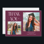 Cranberry Graduate Thank You 2-Photo  Aankondiging<br><div class="desc">Modern and whimsical graduation announcement photo card featuring 2 photos on the front and 1 on the back. The text says "THANK YOU" with twinkling stars. Add the graduate's name,  information,  and message to personalize this card. Cranberry.</div>