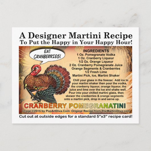 Cranberry granaatappel Thanksgiving cocktail recep Feestdagenkaart (Voorkant)