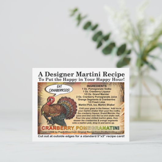 Cranberry Granaatappel Thanksgiving Martini Recept Feestdagenkaart (Staand voorkant)
