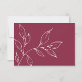 Cranberry Hand Getekende Blad Bruiloft Reactiekaar RSVP Kaartje (Achterkant)