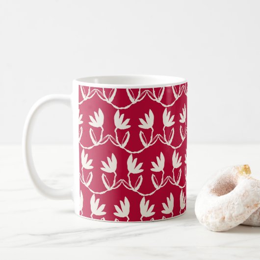 Cranberry Holiday Floral Koffiemok (Met donut)