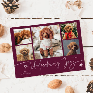 Cranberry Hond Multi Foto 'Vreugde Loslaten' Feestdagenkaart