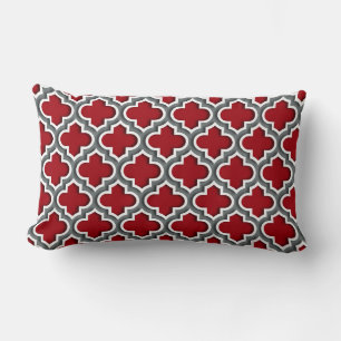 Cranberry Houtskool Wit Marokkaans Quatrefoil #5DS Kussen