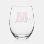 Cranberry Initiaal en zwarte naam | Modern Wijnglas Zonder Voet (Achterkant)