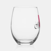 Cranberry Initiaal en zwarte naam | Modern Wijnglas Zonder Voet (Rechts)