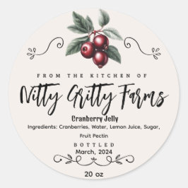 Cranberry Jam Jelly behouden Custom Inblikken Labe Ronde Sticker