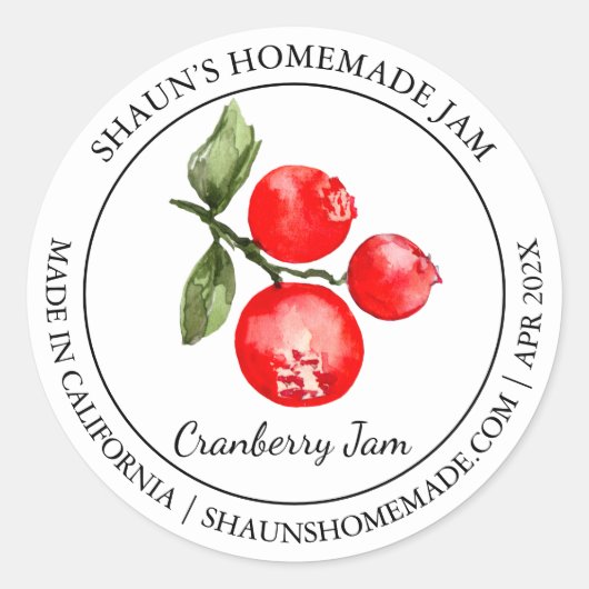 Cranberry Jam Modern label (Voorkant)