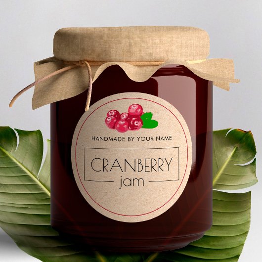 Cranberry jam Stickers met een etiket op kleine pr