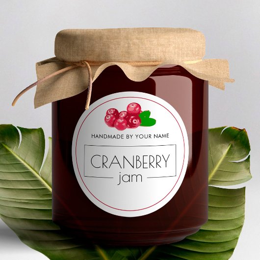 Cranberry jam Stickers met een etiket op kleine pr
