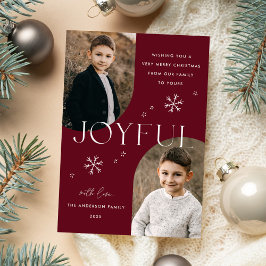 Cranberry Joyful Snowflake Lijst 2 Foto Feestdagenkaart