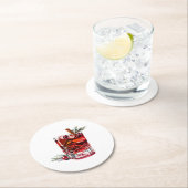Cranberry kaneel whisky zure cocktail ronde kartonnen onderzetter (Insitu)