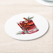 Cranberry kaneel whisky zure cocktail ronde kartonnen onderzetter (Gebogen)