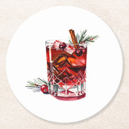 Cranberry kaneel whisky zure cocktail ronde kartonnen onderzetter