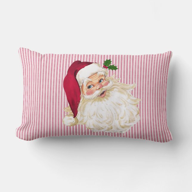 Cranberry Kerstman Rood & Wit Streep Kussen (Voorkant)