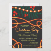 Cranberry Leaves Hanging Lights kerstfeest Kaart (Voorkant)