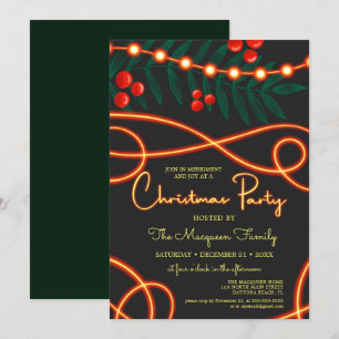 Cranberry Leaves Hanging Lights kerstfeest Kaart