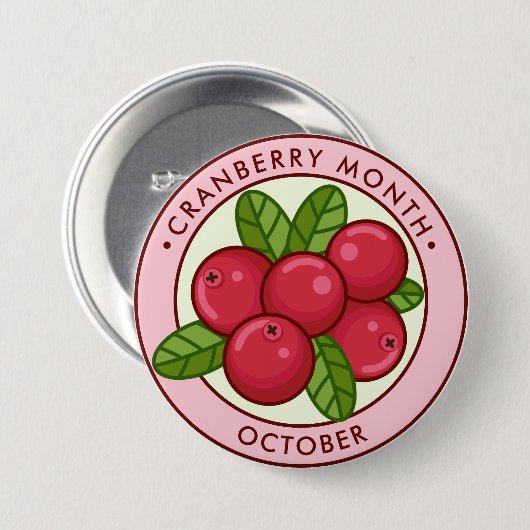 Cranberry maand oktober ronde button 7,6 cm (Voorkant /achterkant)