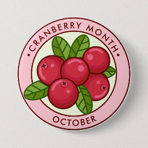Cranberry maand oktober ronde button 7,6 cm