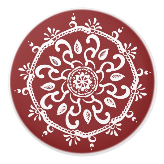 Cranberry Mandala Keramische Knop (Voorkant)