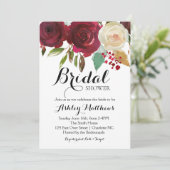 Cranberry Marsala Floral Bridal Shower Kaart (Staand voorkant)