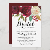 Cranberry Marsala Floral Bridal Shower Kaart (Voorkant / Achterkant)