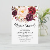 Cranberry Marsala Floral Bridal Shower Kaart (Staand voorkant)