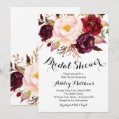 Cranberry Marsala Floral Bridal Shower Kaart (Voorkant / Achterkant)